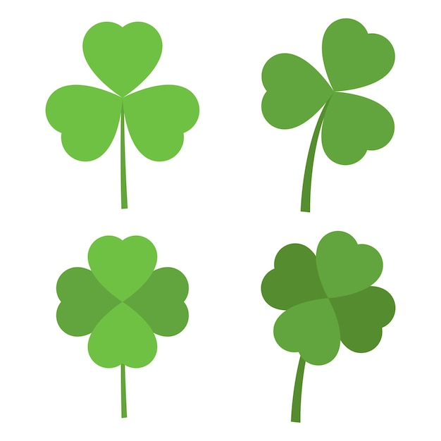 Free vector clover leaves flat green collection