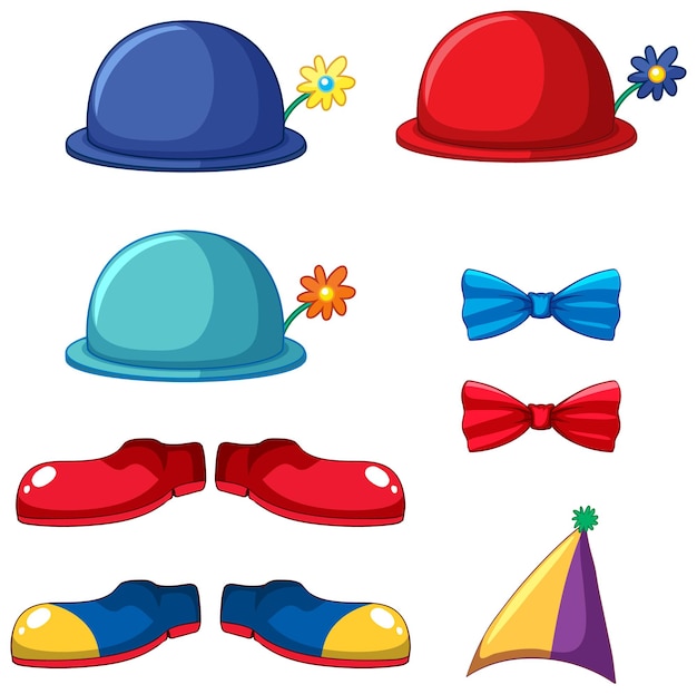 Free vector clown accessories on white background