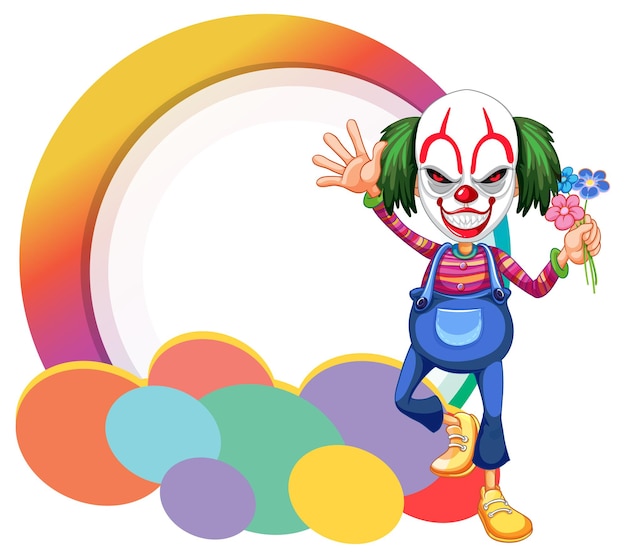 Clown cartoon character with empty banner