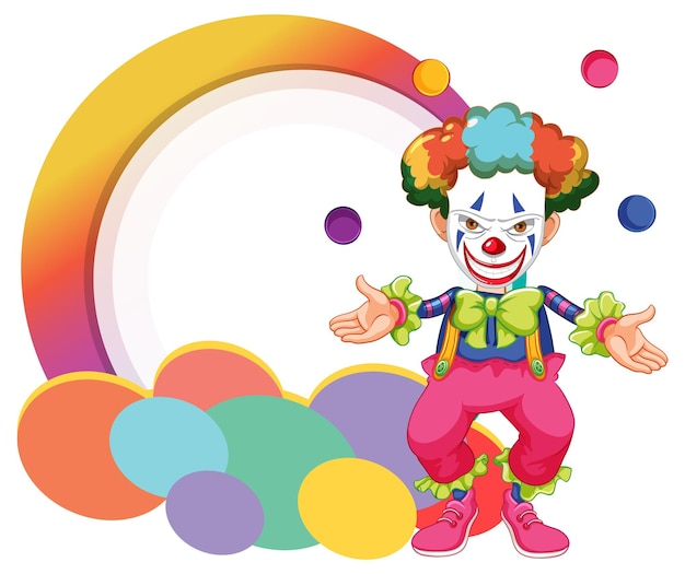 Clown cartoon character with empty banner