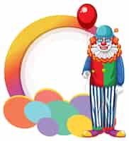 Free vector clown cartoon character with empty banner