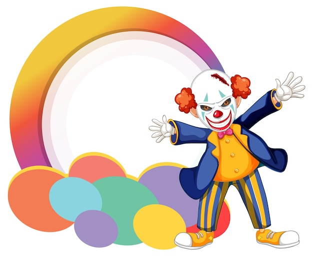 Clown cartoon character with empty banner