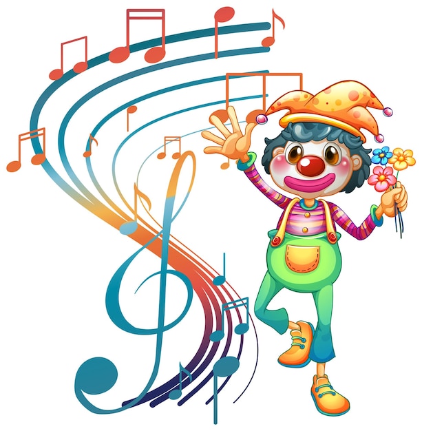 Бесплатное векторное изображение Клоунский картонный персонаж с музыкальной нотой