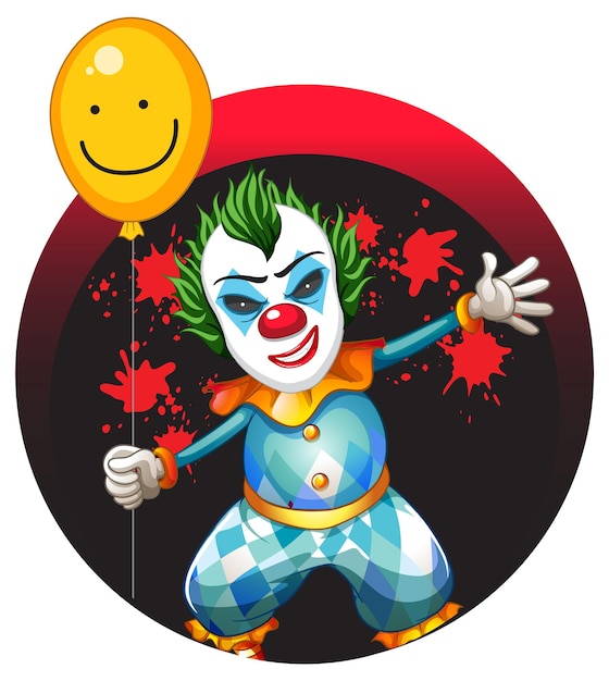 Clown holding balloon cartoon character