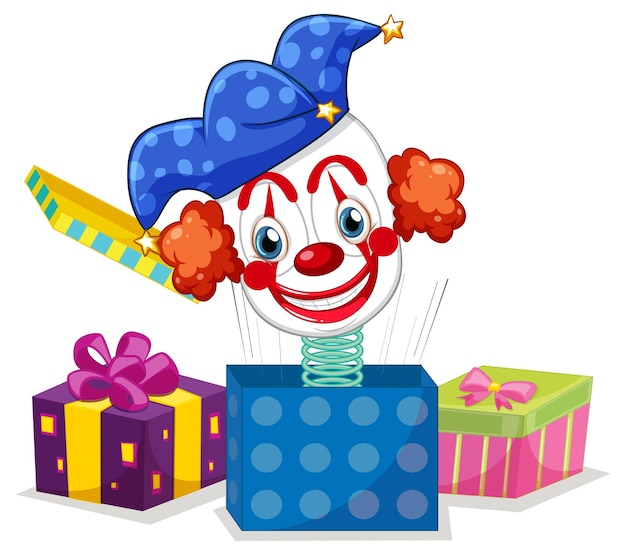 Vettore gratuito giocattolo da clown jack nella scatola