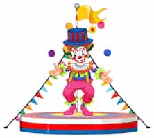 Free vector clown perform on stage on white background