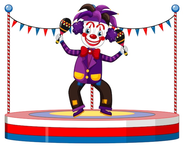 Clown perform on stage on white background