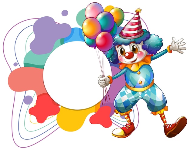 Free vector clown with blank colorful banner