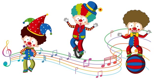 Clown with music note performing