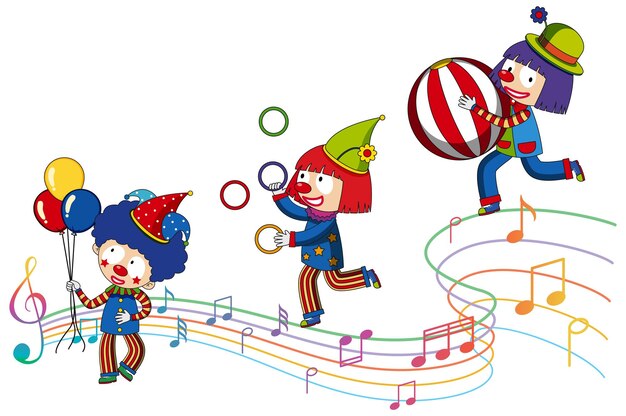 Clown with music note performing