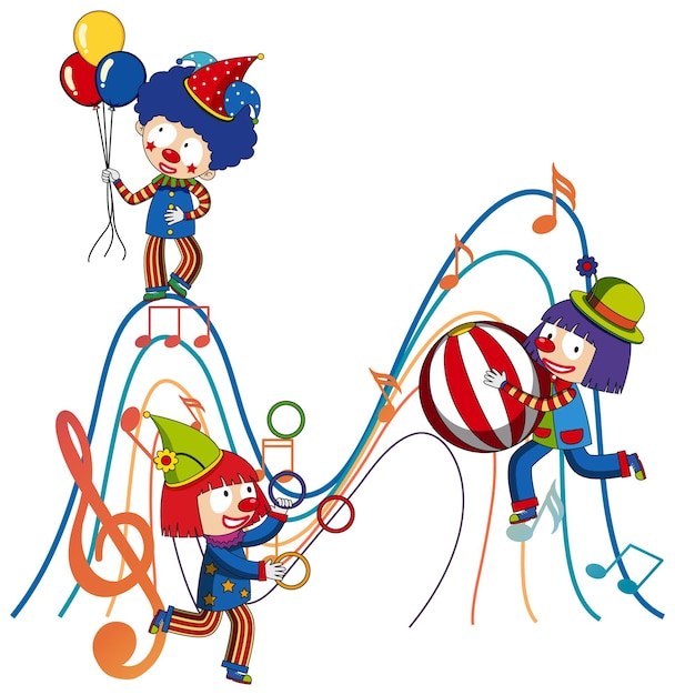 Clown with music note performing