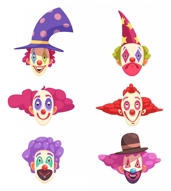 Бесплатное векторное изображение Набор масок клоунов