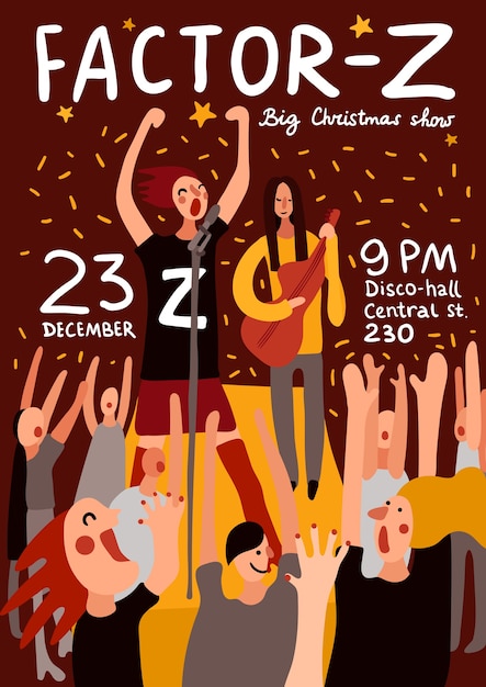 Бесплатное векторное изображение Афиша клубной вечеринки с большим рождественским шоу