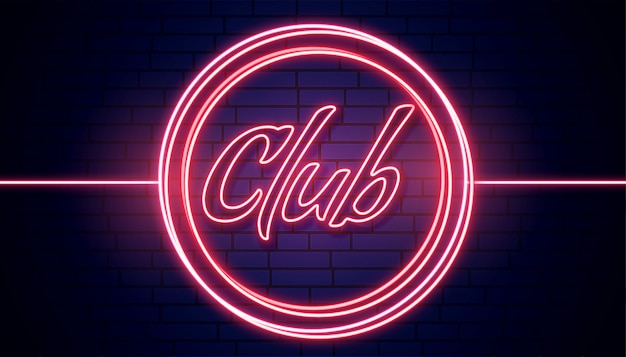 Free vector club signboard in red nelights background