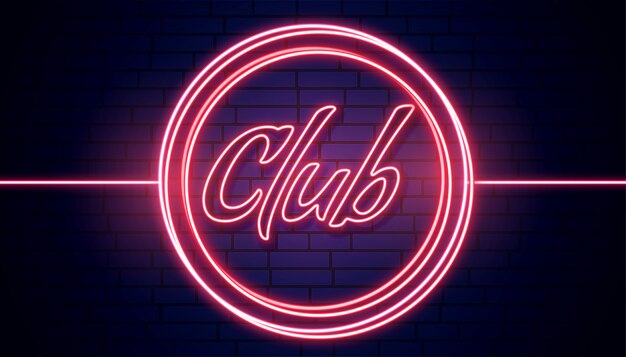 Club signboard in red nelights background