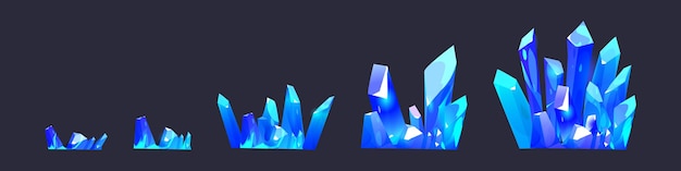 Free vector clusters of blue shining gemstone crystals