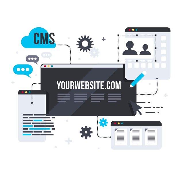 평면 디자인 일러스트에서 CMS 개념