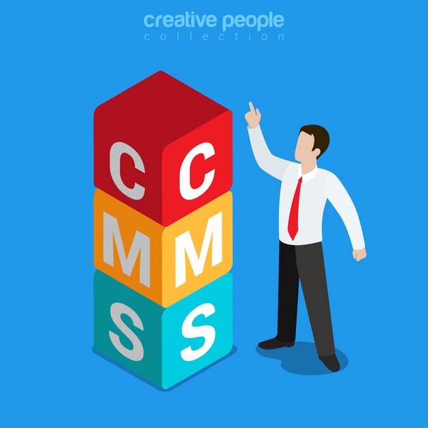 CMS content management system flat isometric