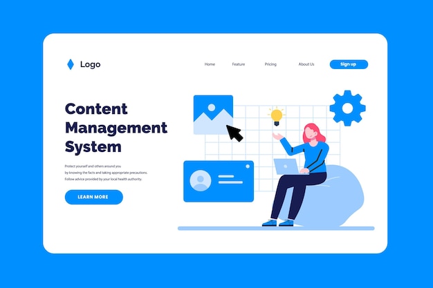 Cms landing page flat-hand drawn