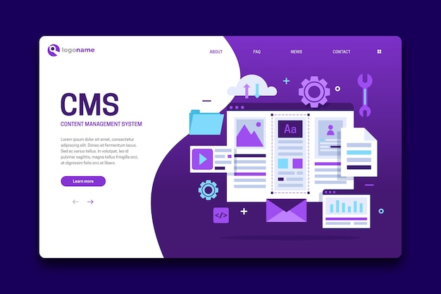 Free vector cms landing page template