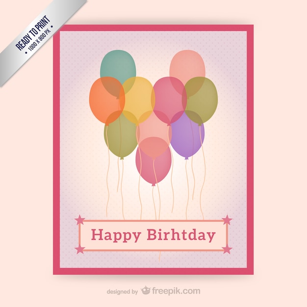 Free vector cmyk birthday card with balloons