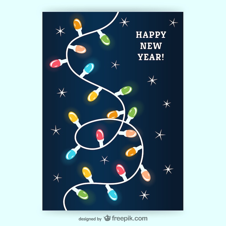 Free Vector cmyk christmas card with lights