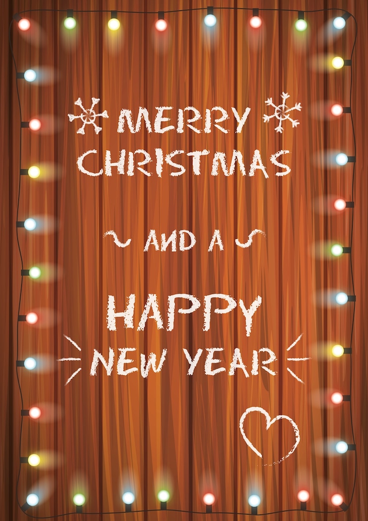 Free Vector cmyk christmas card with wooden texture