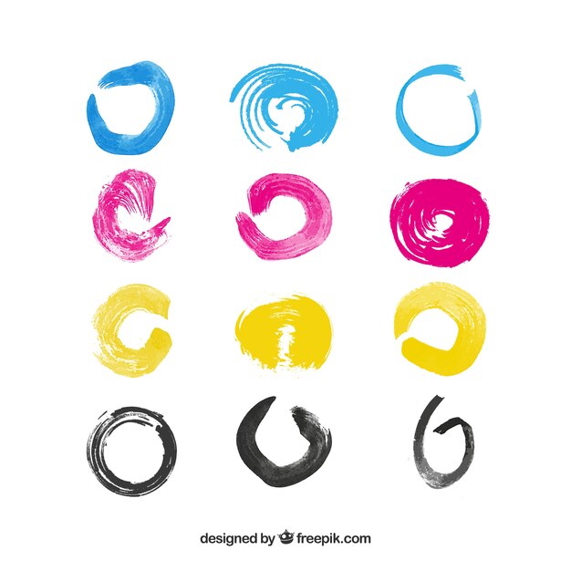 Cmyk circular brush strokes