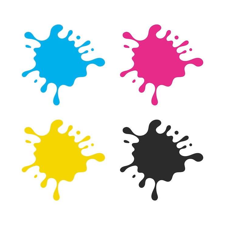 Free Vector cmyk colours ink splats