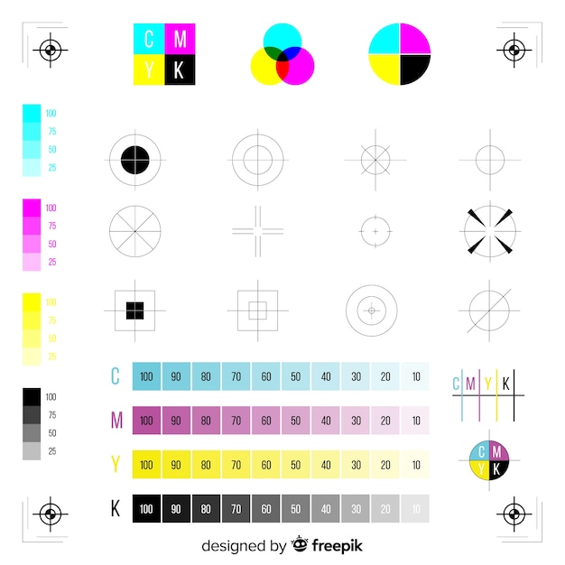 Free vector cmyk mark calibration collection