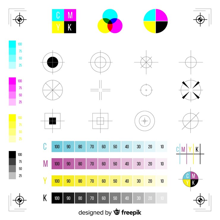 Free Vector cmyk mark calibration collection