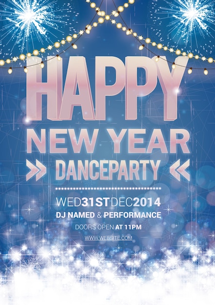 Free vector cmyk new year dance party poster