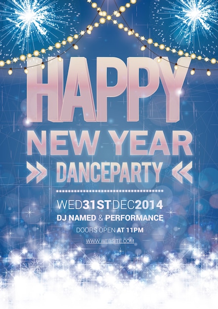 CMYK New Year dance party poster