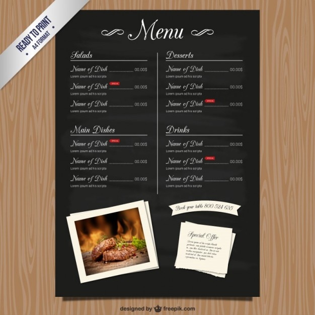 Free vector cmyk restaurant menu list