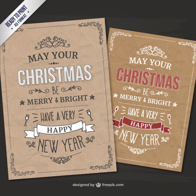 Cmyk retro style christmas cards