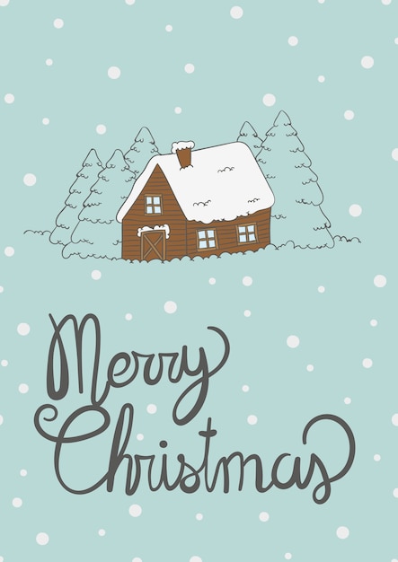 Free vector cmyk snowy christmas card