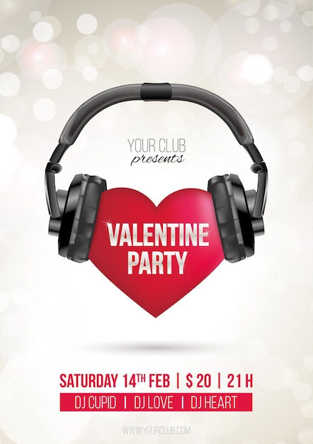 Free vector cmyk valentine's party poster