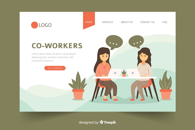 Co-workers concept for landing page