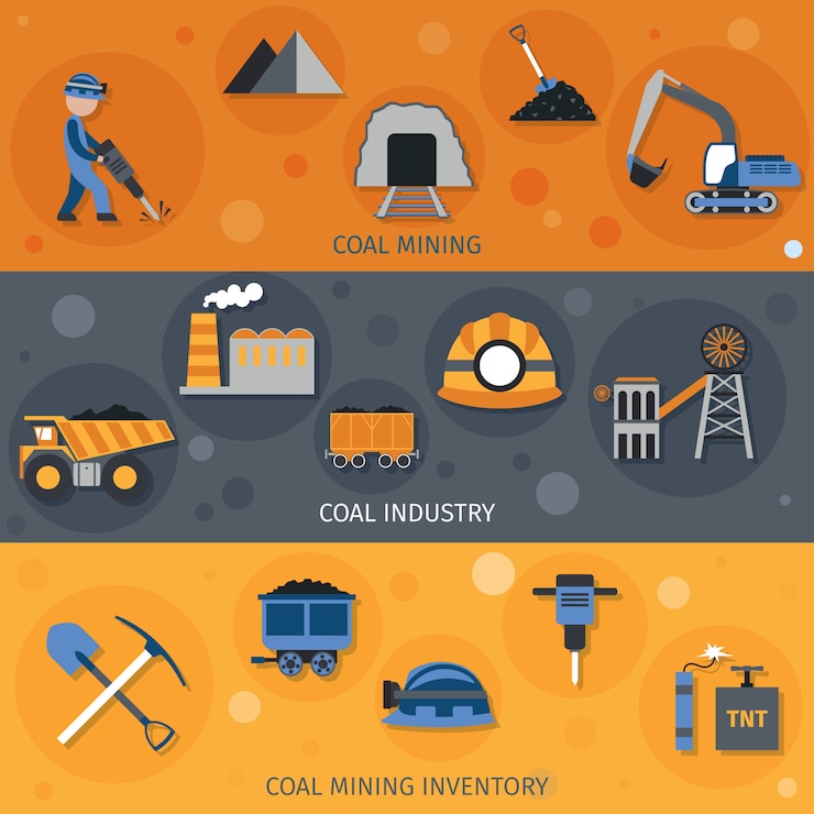 Free Vector coal industry banners