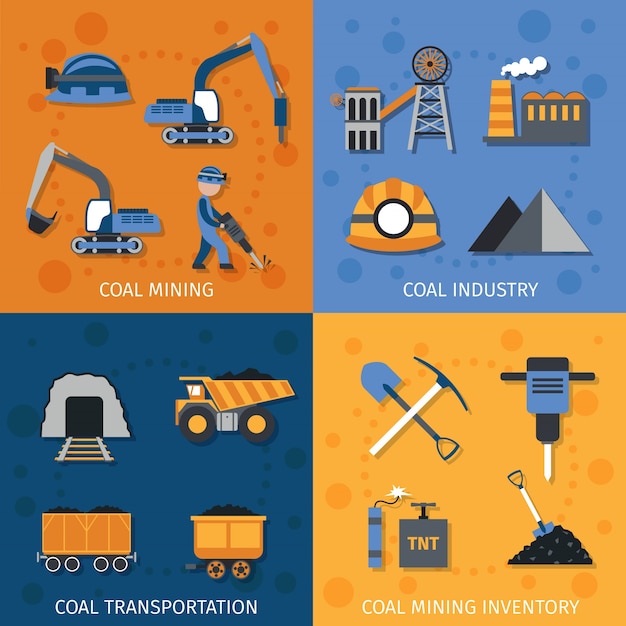 Free vector coal industry set