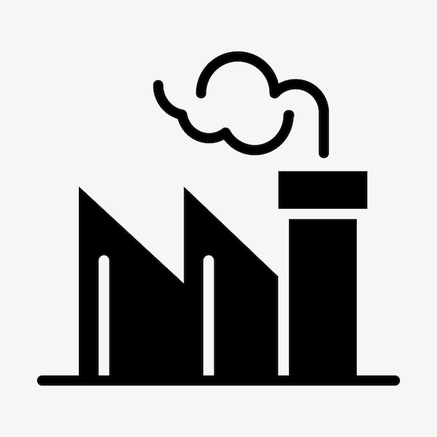 Coal plant emission icon  air pollution campaign in flat graphic