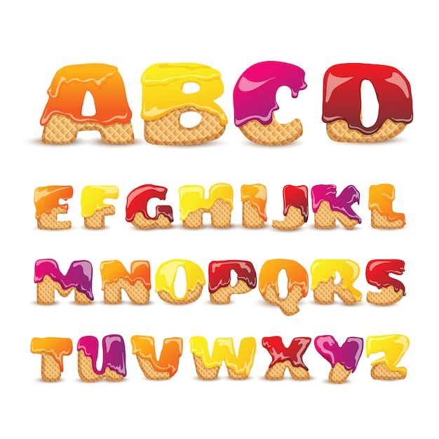 Coated wafers sweet alphabet letters set