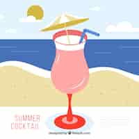 Vettore gratuito sfondo di cocktail sulla spiaggia