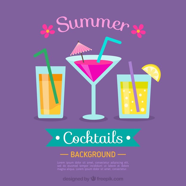 Cocktail background in flat design