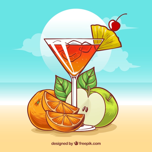 Cocktail background with fruits