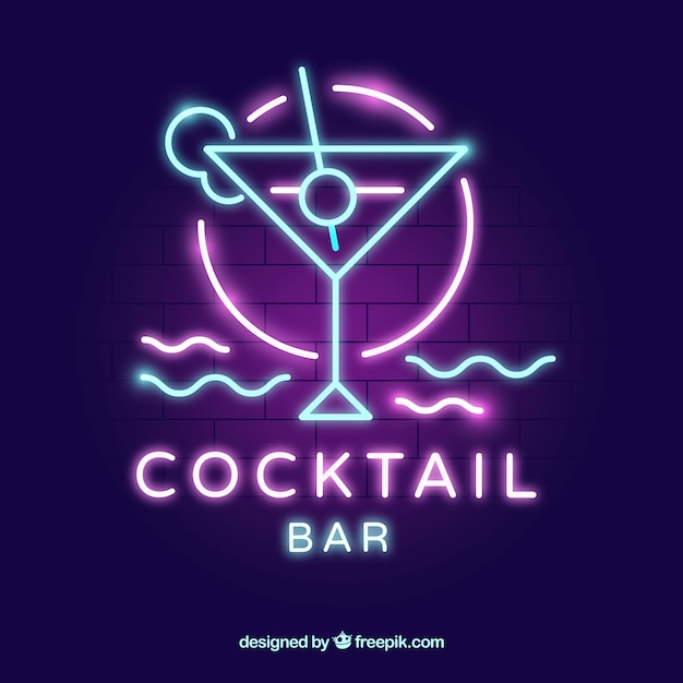 Коктейль-бар с неоновой подсветкой