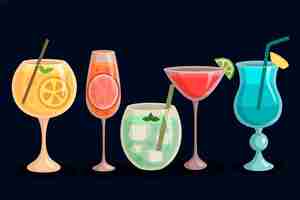 Vettore gratuito collezione cocktail dal design piatto