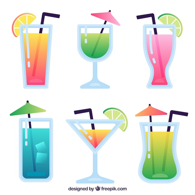 Free vector cocktail collection with flat design