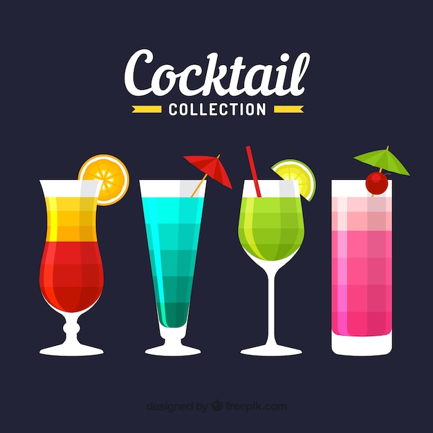 Vettore gratuito collezione cocktail con design piatto