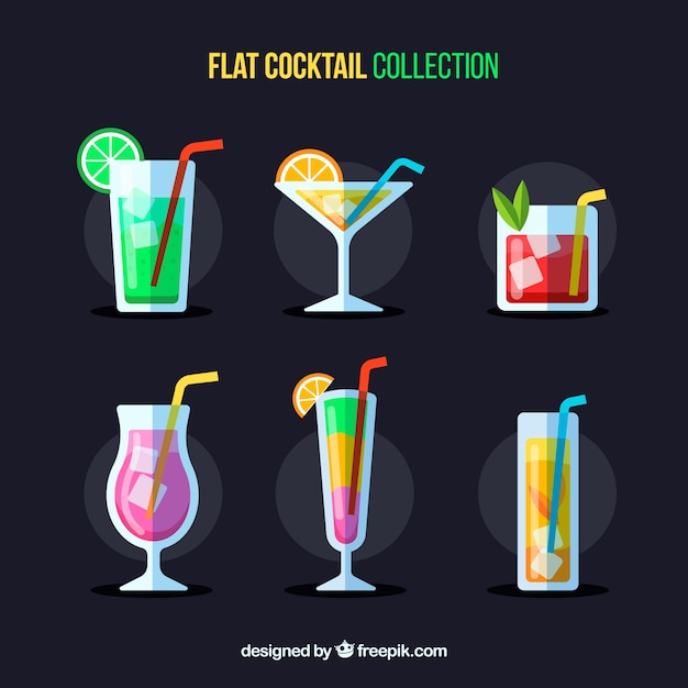 Free vector cocktail collection with flat design